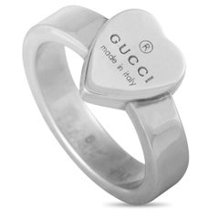Gucci Trademark Silver Heart Motif Ring