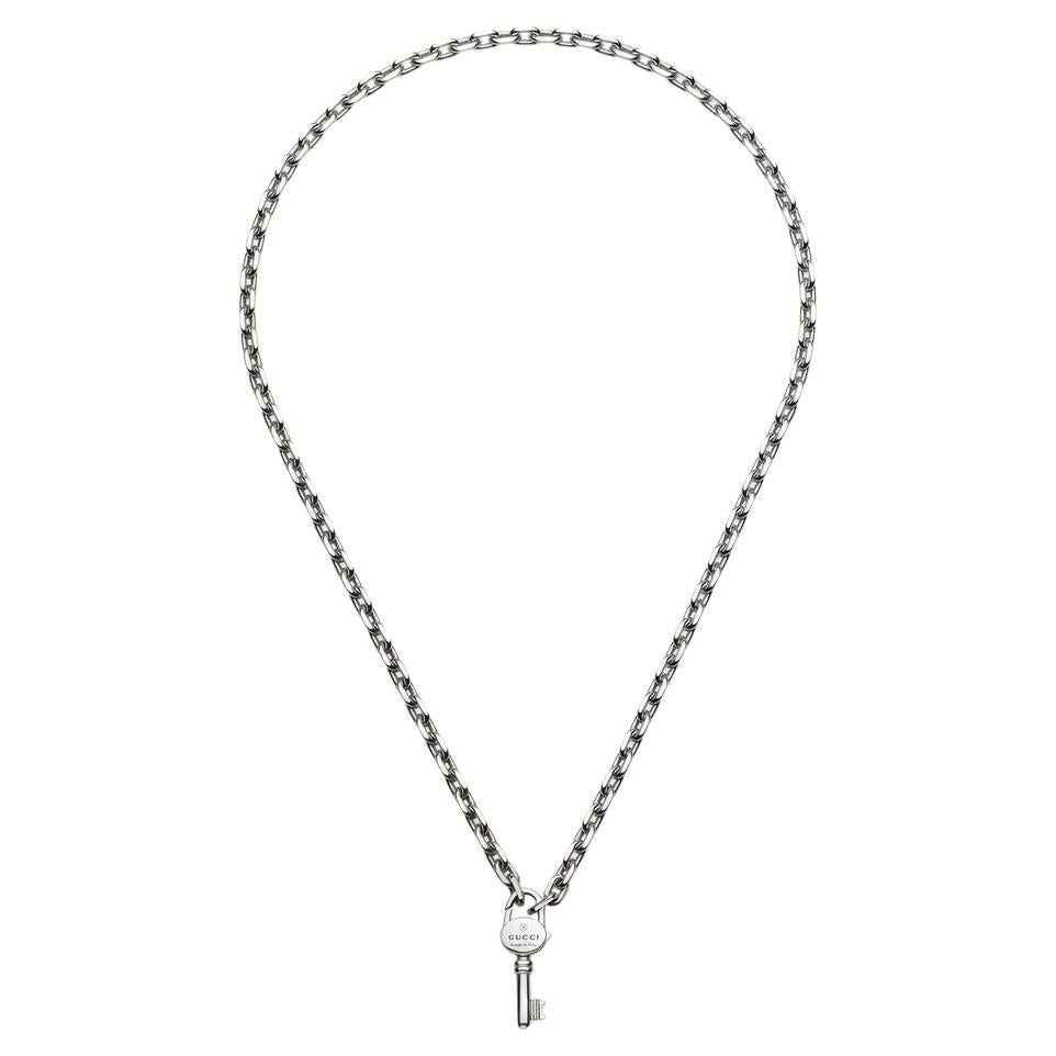Gucci Trademark Silver Necklace with Key YBB796343001