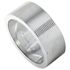 Gucci Trademark Stripes Silver Ring Slim