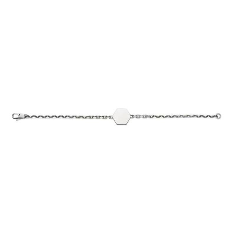 Gucci Trademark Thin Sterling Silver Link Bracelet YBA779169001 In New Condition For Sale In Wilmington, DE