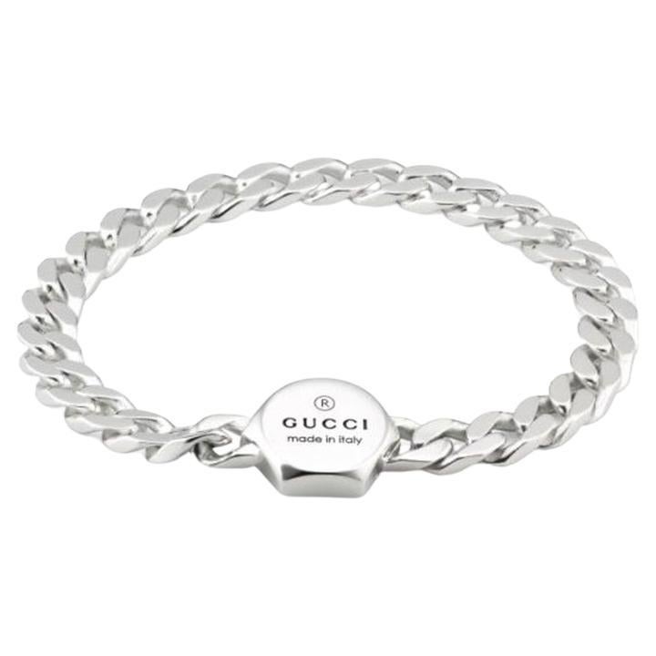 Gucci Trademark Wide Sterling Silver Link Bracelet YBA779173001