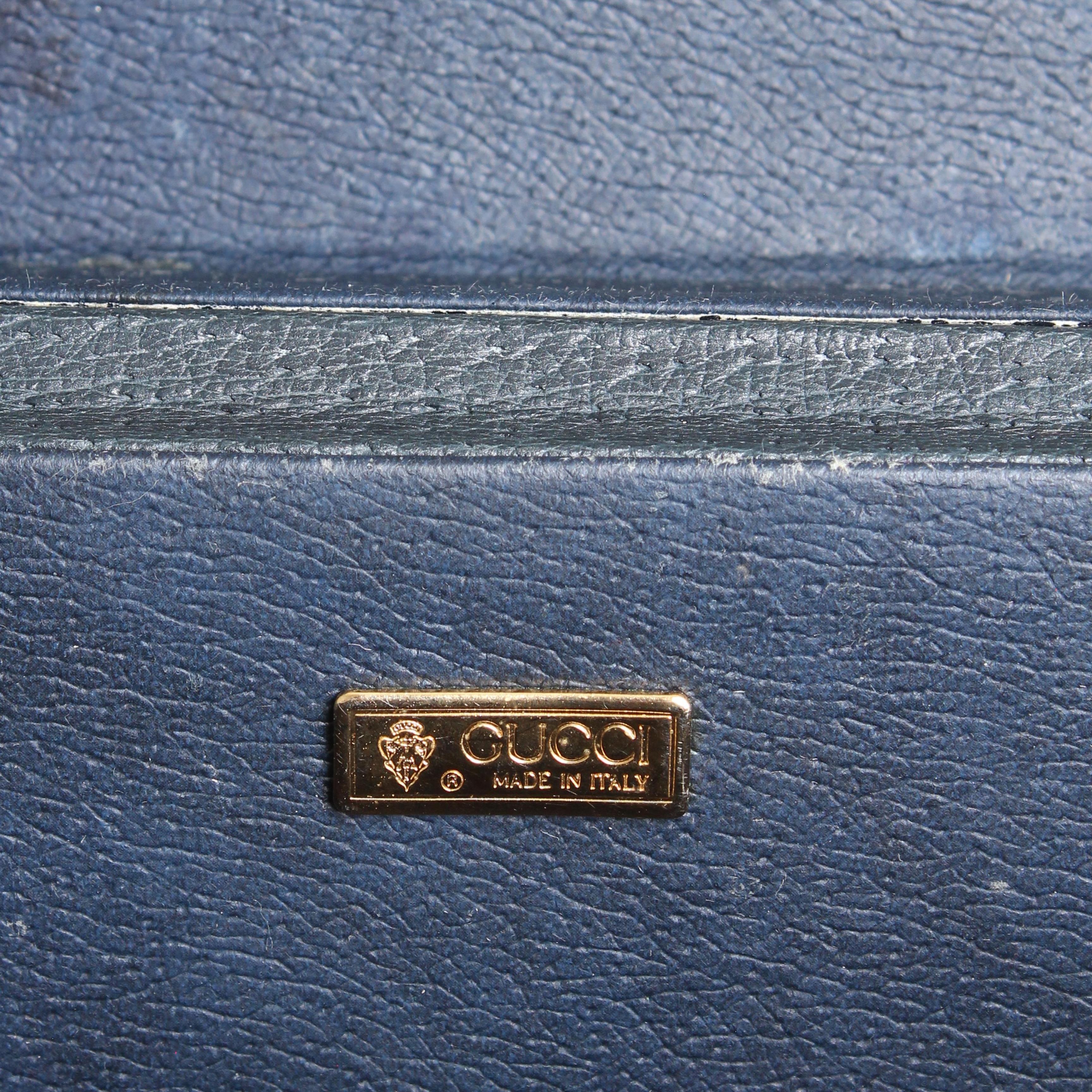 Gucci Tren Caso Vanidad Carry On Bolsa de viaje GG Logo Lienzo Azul marino Cuero 80s en venta 11
