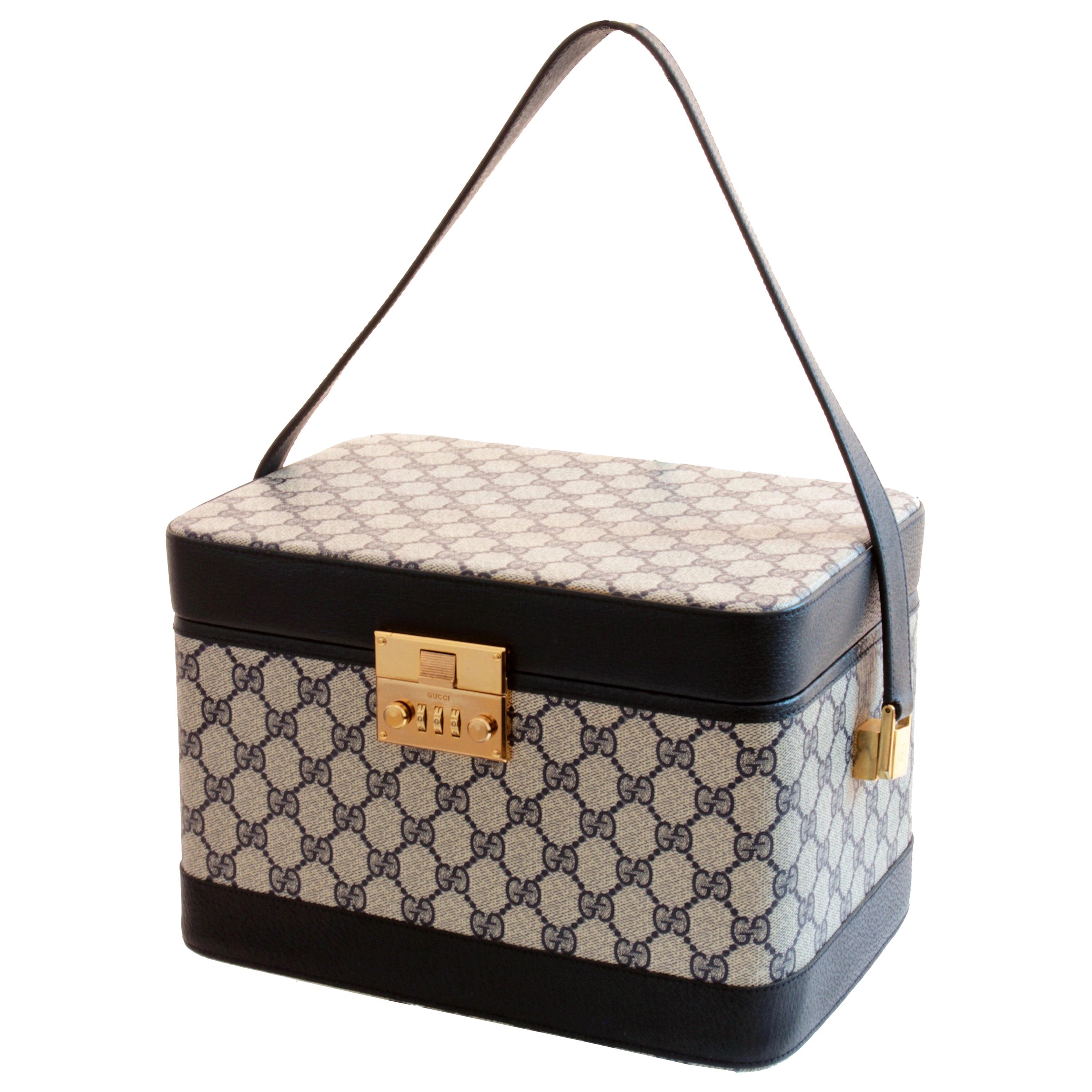 GUCCI Vintage Tan GG MONOGRAM Canvas WEEKENDER Travel Bag at 1stDibs