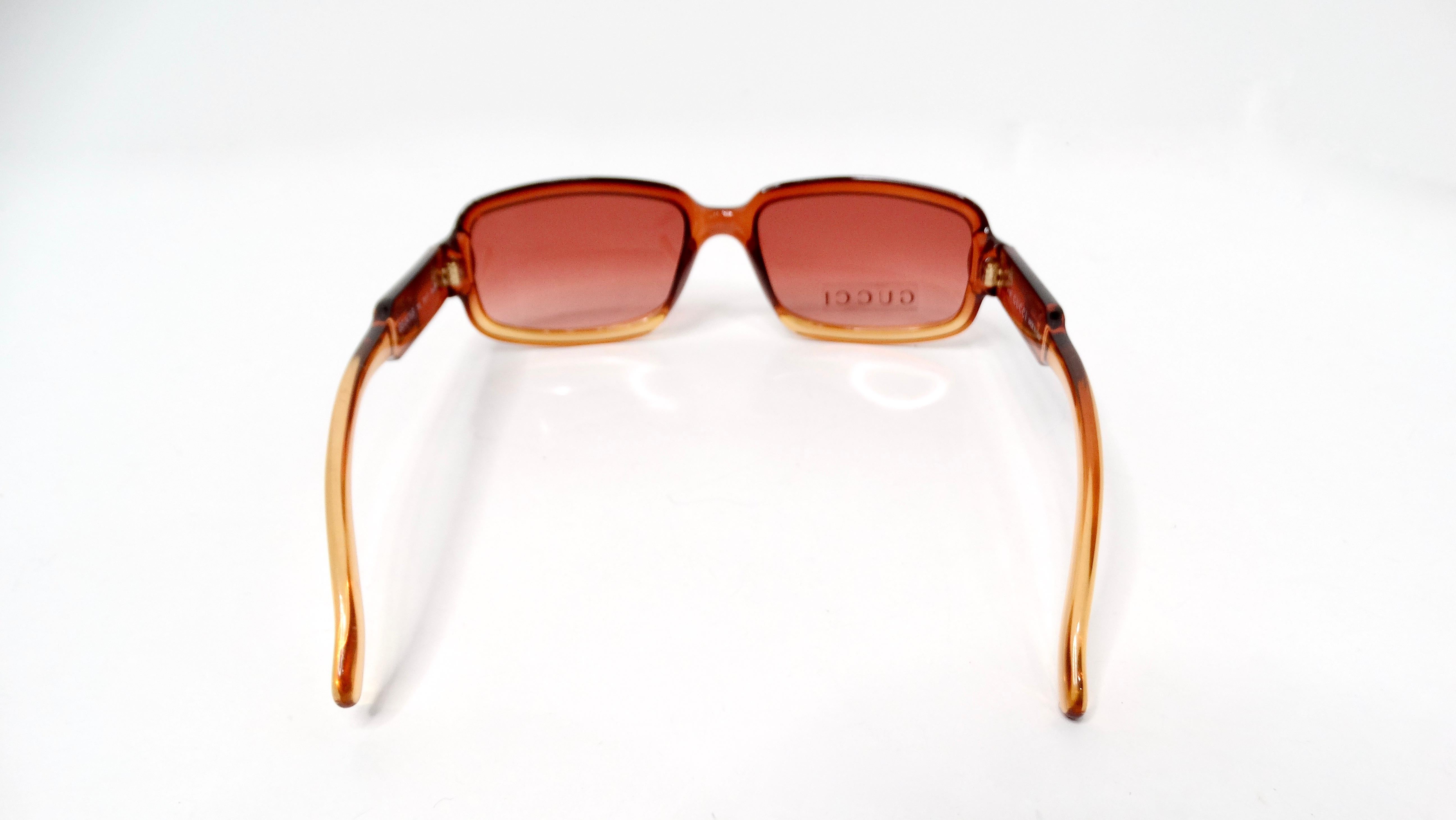 Gucci Translucent Brown Square Ombre Gradient Sunglasses For Sale 1