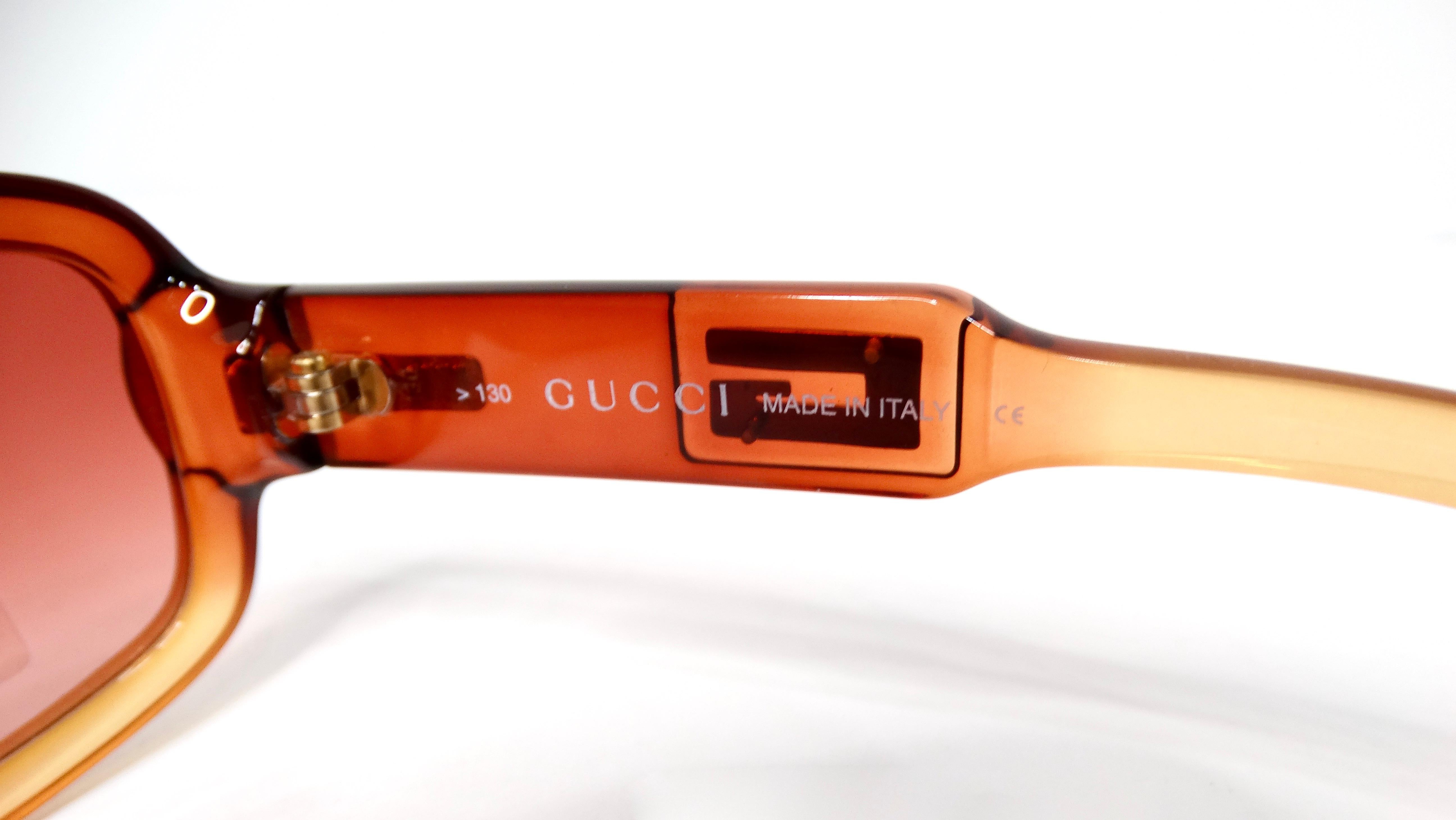 Gucci Translucent Brown Square Ombre Gradient Sunglasses For Sale 3