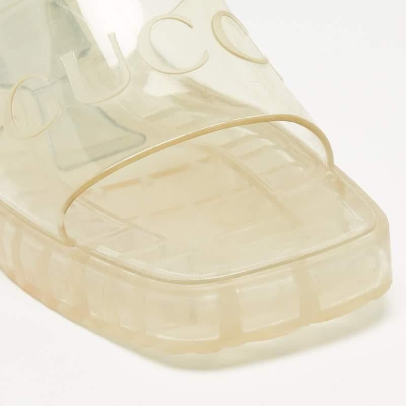 Gucci Transparent Rubber Block Heel Slides Size 37.5 1