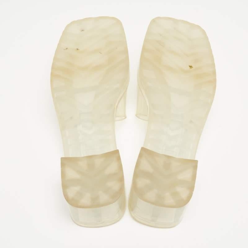 Gucci Transparent Rubber Block Heel Slides Size 37.5 3