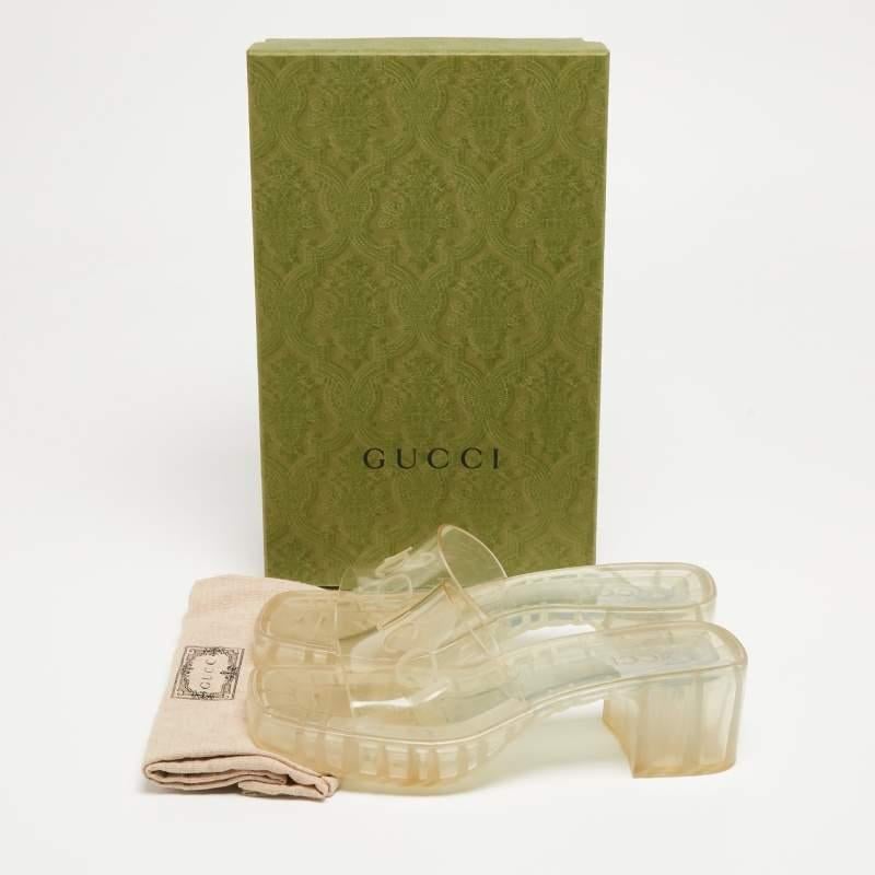 Gucci Transparent Rubber Block Heel Slides Size 37.5 4