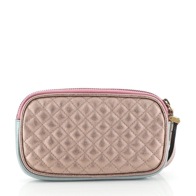 Gucci Trapunata Wristlet Quilted Laminated Leather In Good Condition In NY, NY