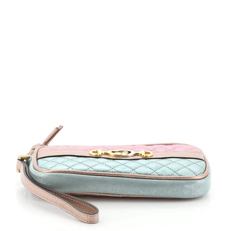 Women's Gucci Trapunata Wristlet Quilted Laminated Leather