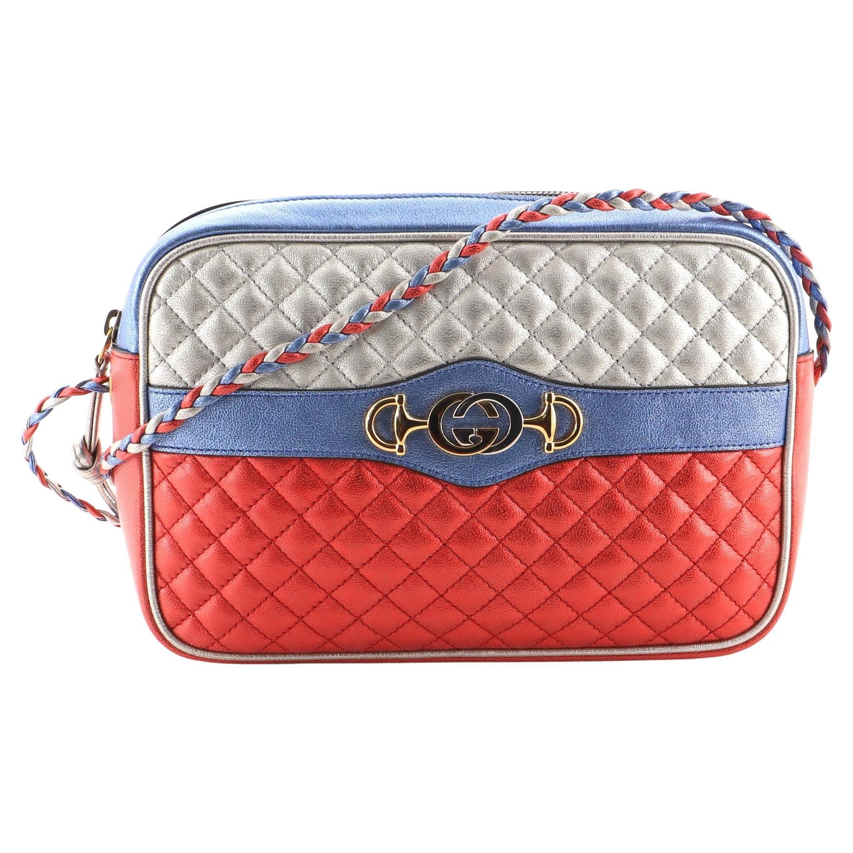 Gucci Trapuntata Camera Bag Quilted Laminated Leather Medium