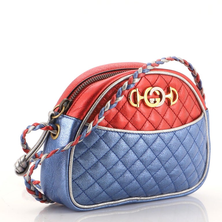 Gucci Trapuntata Camera Shoulder Bag Quilted Laminated Leather Mini at