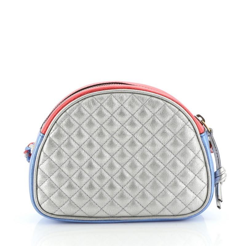 Gray Gucci Trapuntata Camera Shoulder Bag Quilted Laminated Leather Mini 