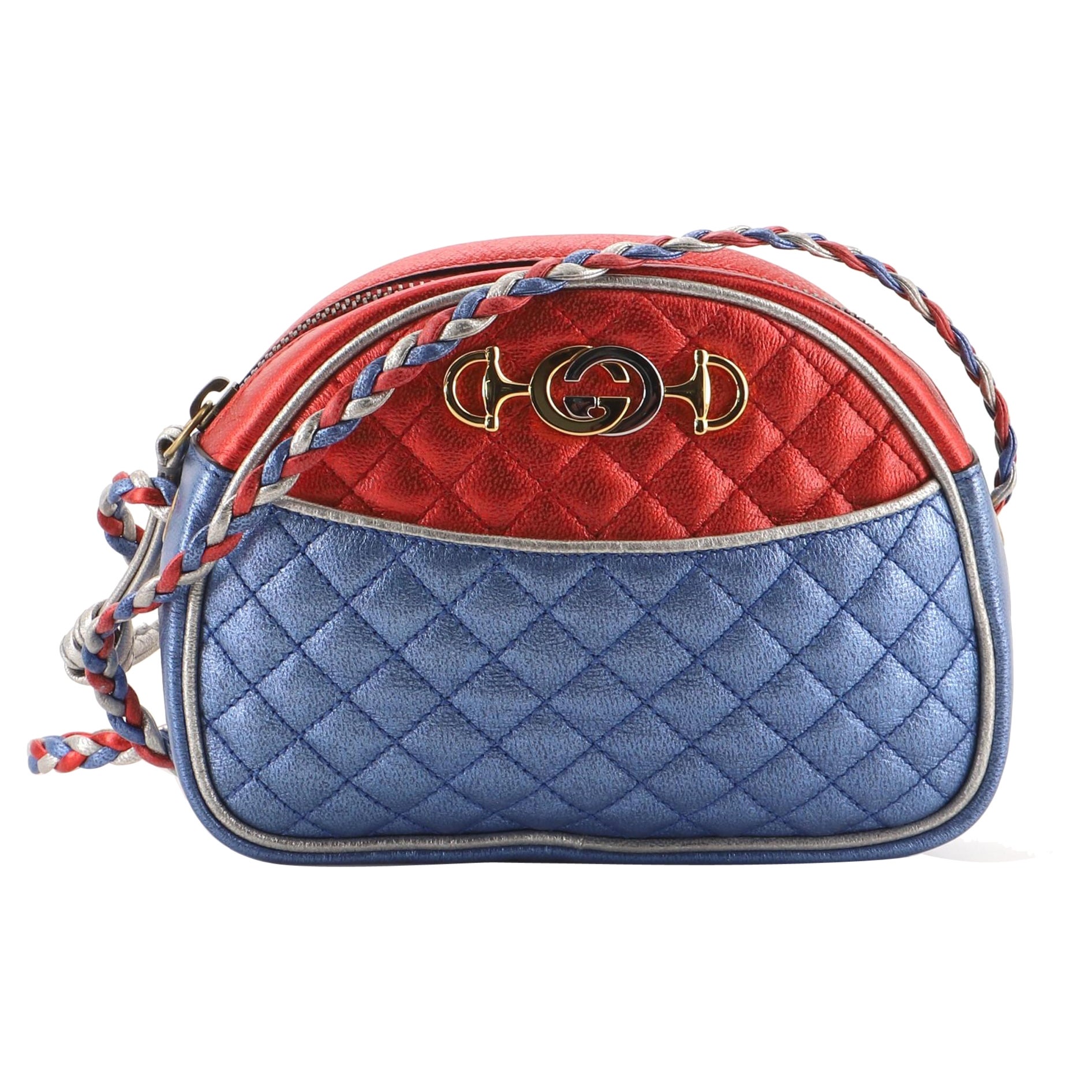 Gucci Trapuntata Camera Shoulder Bag Quilted Laminated Leather Mini