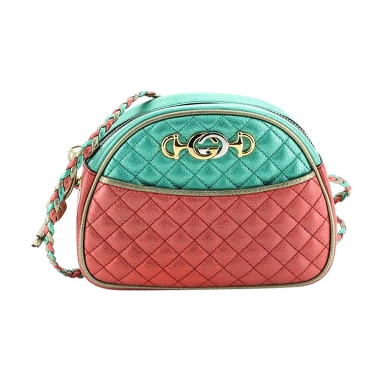 Gucci Trapuntata Camera Shoulder Bag Quilted Laminated Leather Mini 