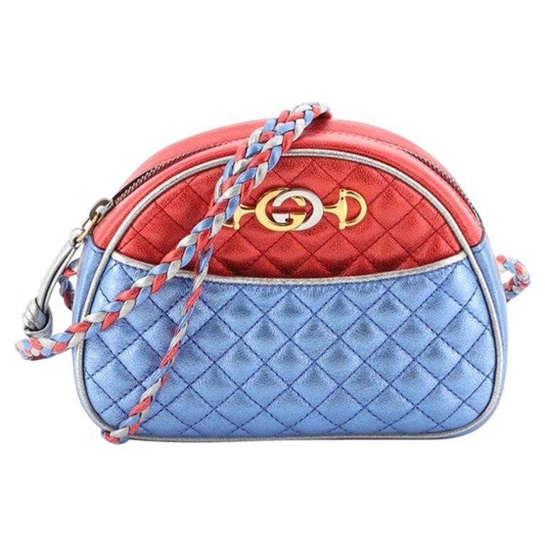 Gucci Trapuntata Camera Shoulder Bag Quilted Laminated Leather Mini 