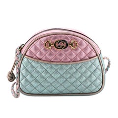 Gucci Trapuntata Camera Shoulder Bag Quilted Laminated Leather Small 