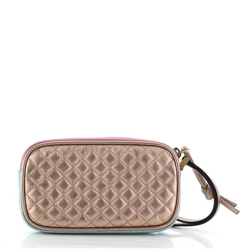 Gucci Trapuntata Wristlet Quilted Laminated Leather In Good Condition In NY, NY