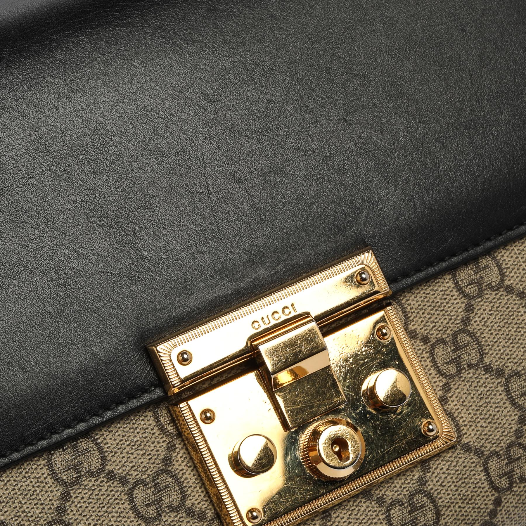 Gucci Tri Color GG Supreme Canvas and Leather Medium Padlock Shoulder Bag 8