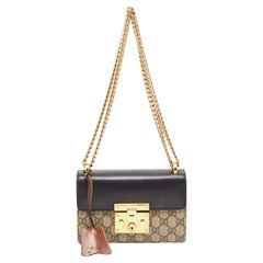 Gucci Tri Color GG Supreme Canvas and Leather Small Padlock Shoulder Bag (Sac à bandoulière avec cadenas)