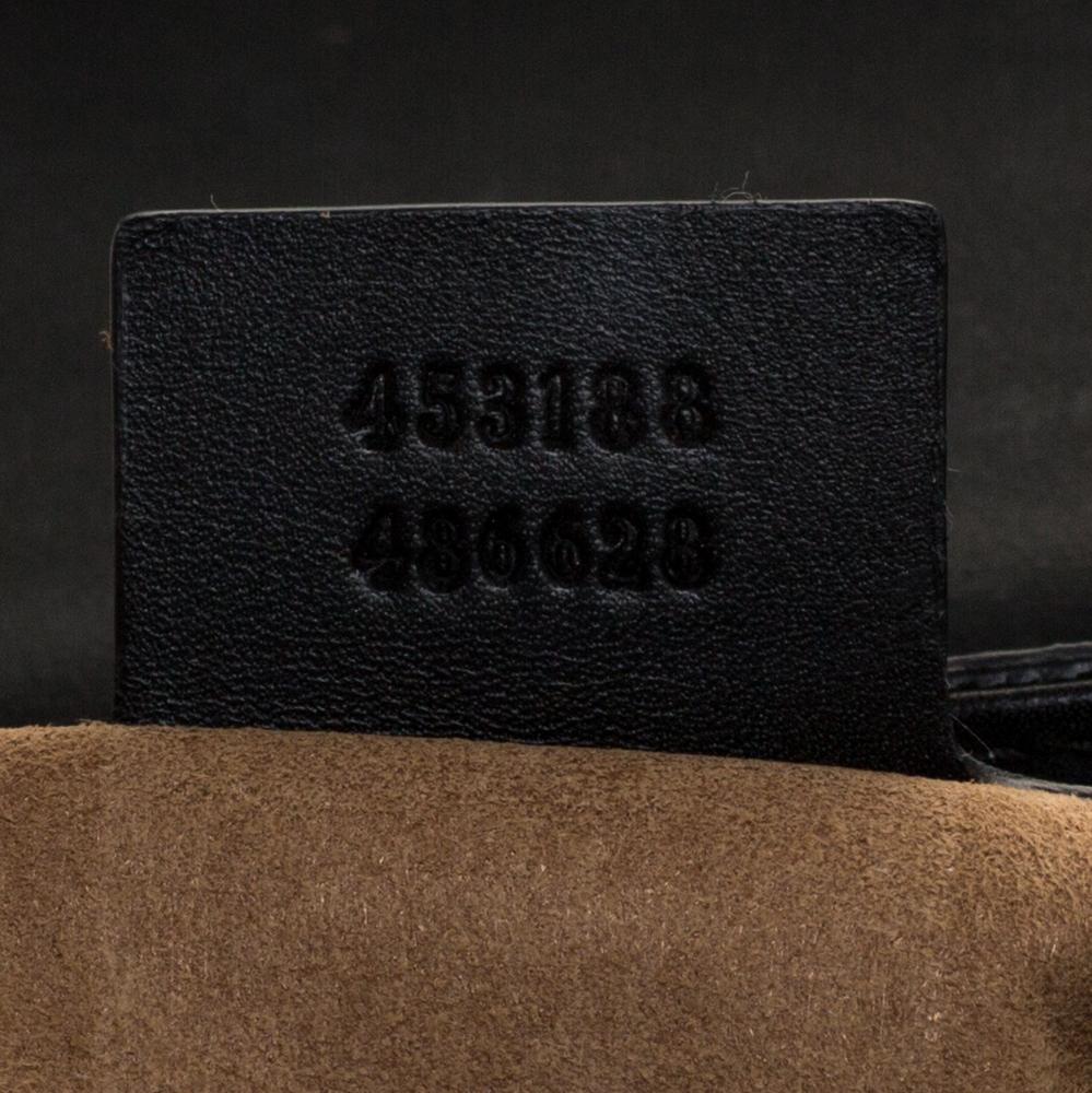 Black Gucci Tri Color GG Supreme Canvas and Leather Small Padlock Top Handle Bag