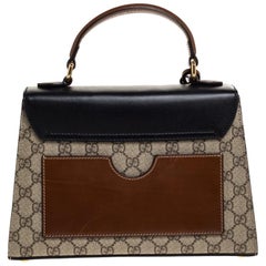 Gucci Tri Color GG Supreme Canvas and Leather Small Padlock Top Handle Bag