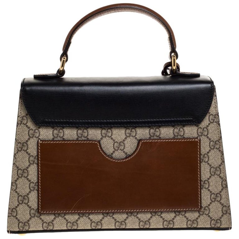 Gucci Tri Color GG Supreme Canvas and Leather Small Padlock Top Handle