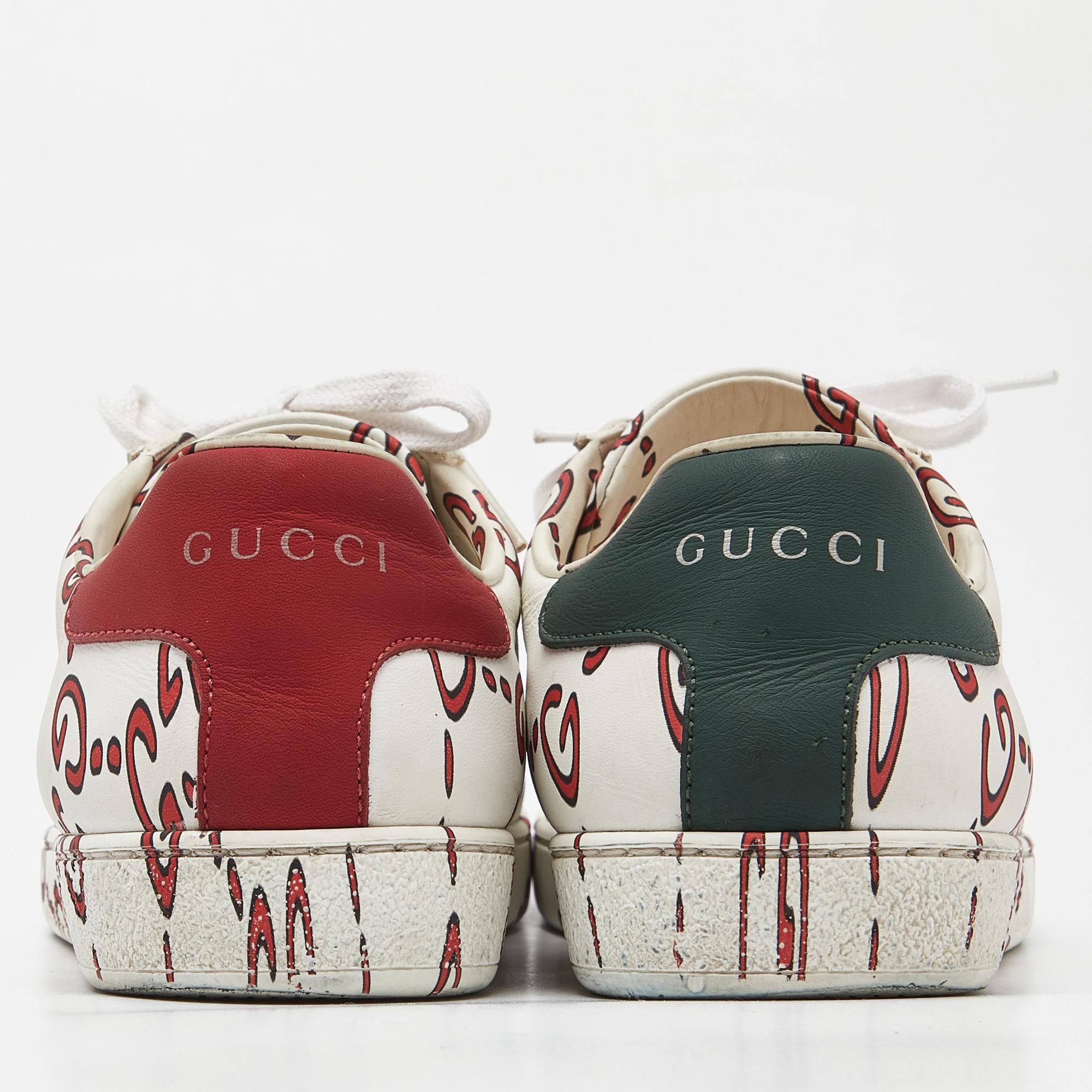 Gucci - Baskets Ghost GG Ace en cuir tricolore, taille 37 en vente 1