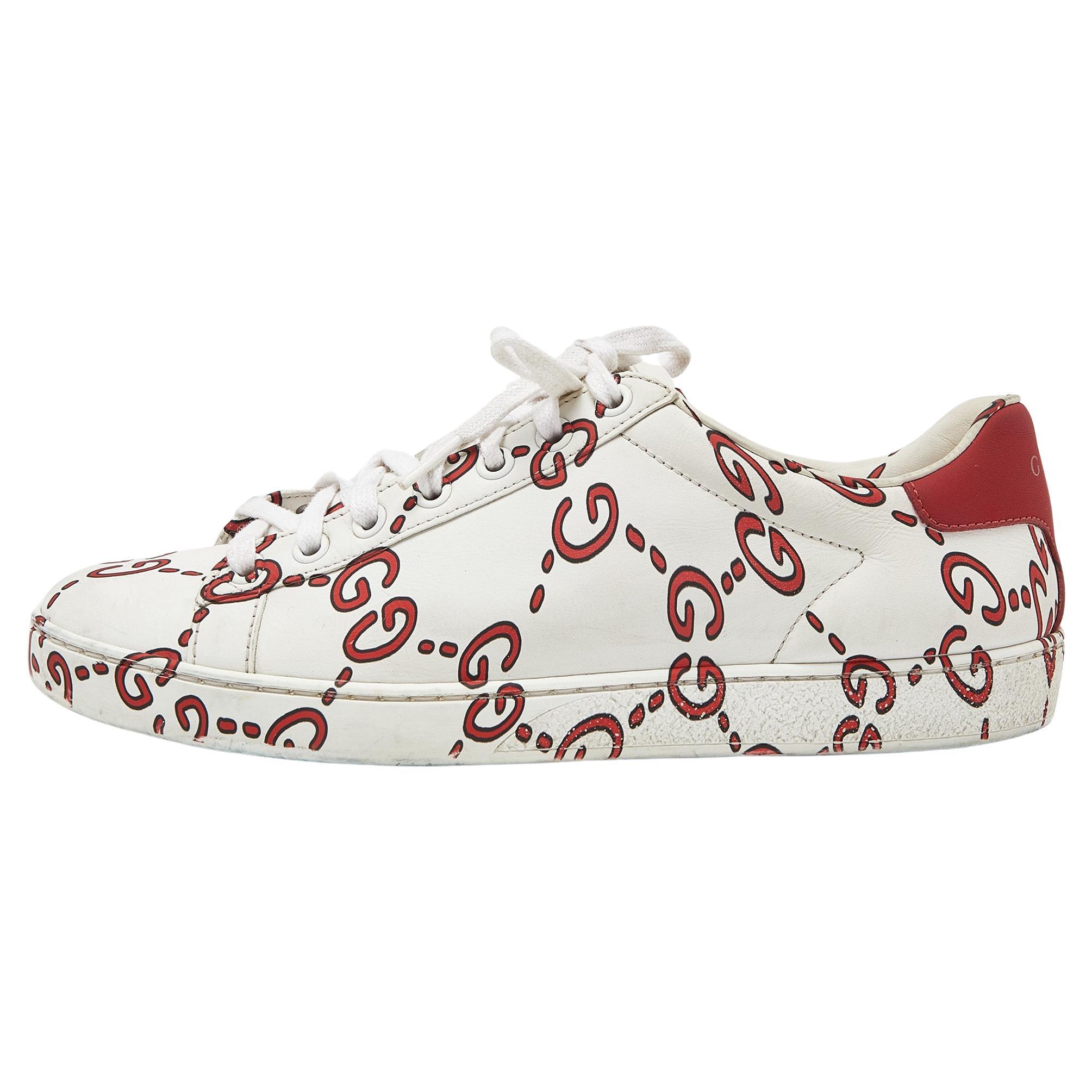 Gucci Tri Color Leather Ghost GG Ace Sneakers Size 37 For Sale