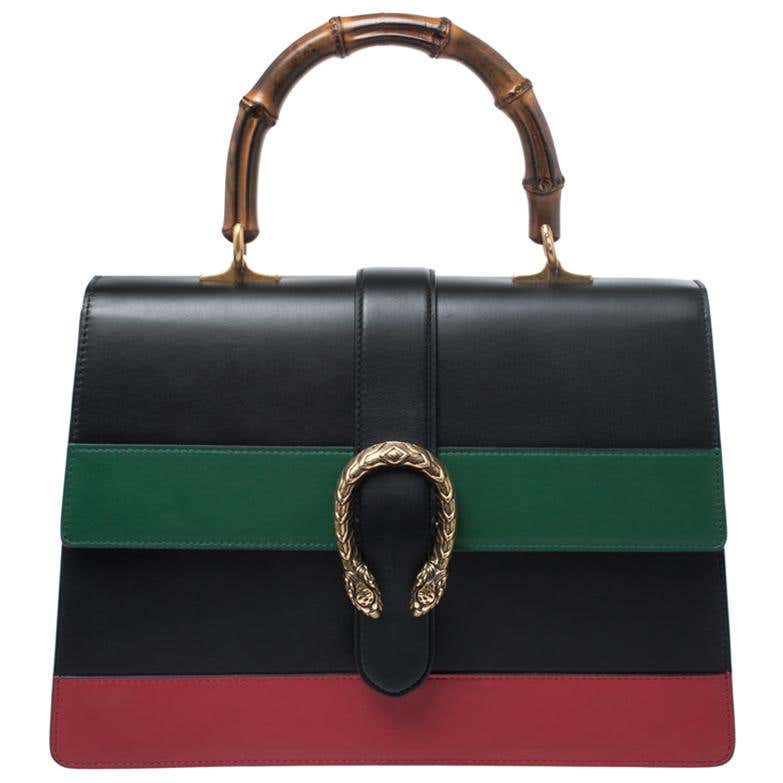 Gucci Tri Color Leather Large Dionysus Bamboo Top Handle Bag For Sale ...