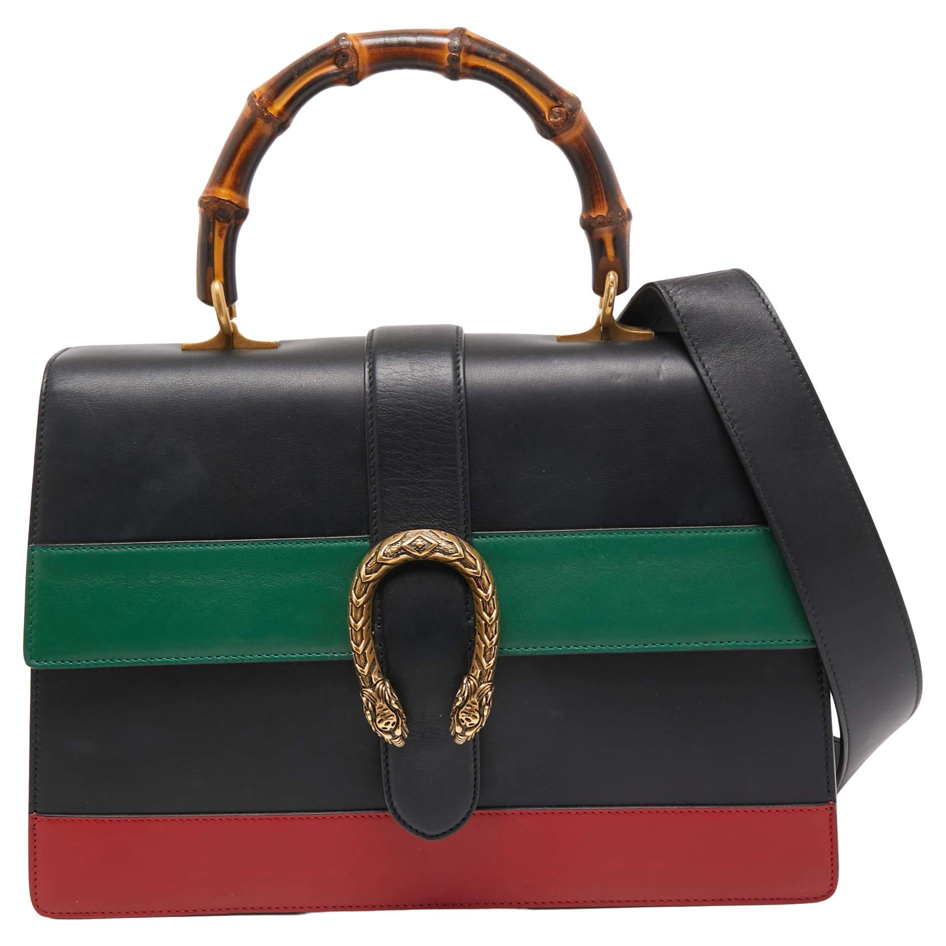 Gucci Tri Color Leather Large Dionysus Bamboo Top Handle Bag