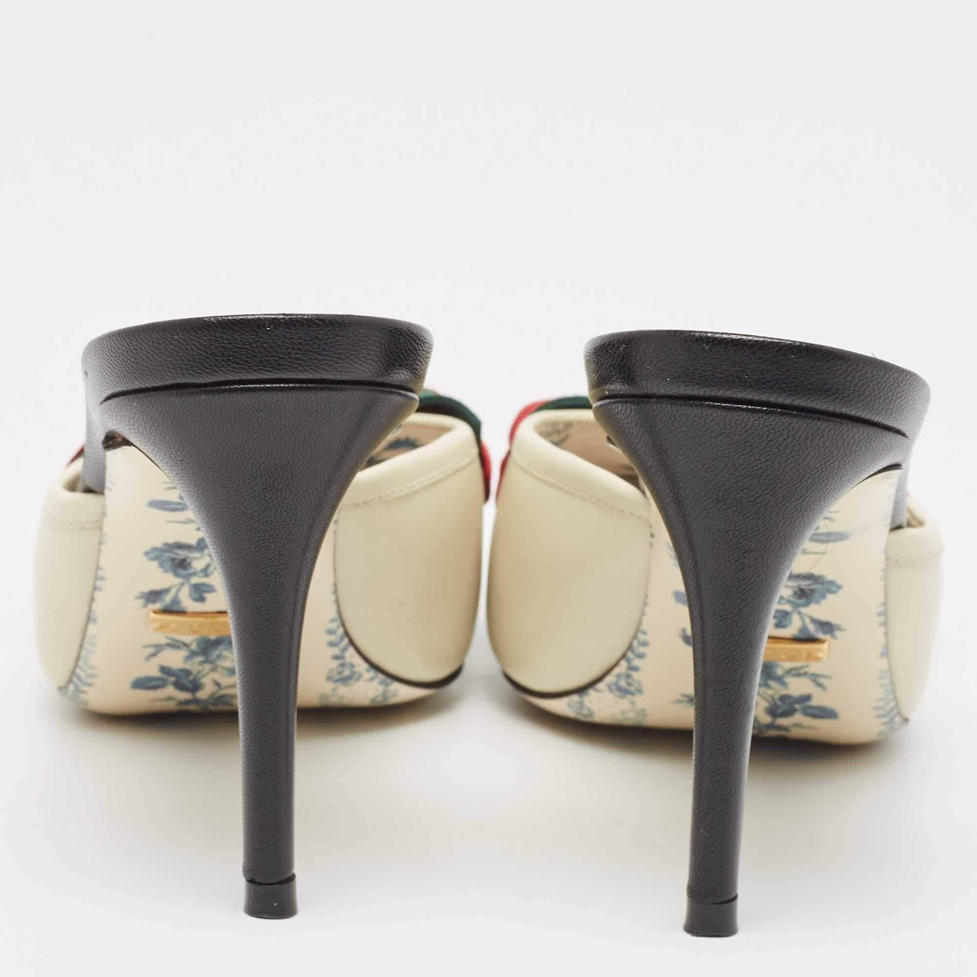 Gucci Tri Color Leather Sackville Web Bow Mule Sandals Size 36 In Good Condition For Sale In Dubai, Al Qouz 2