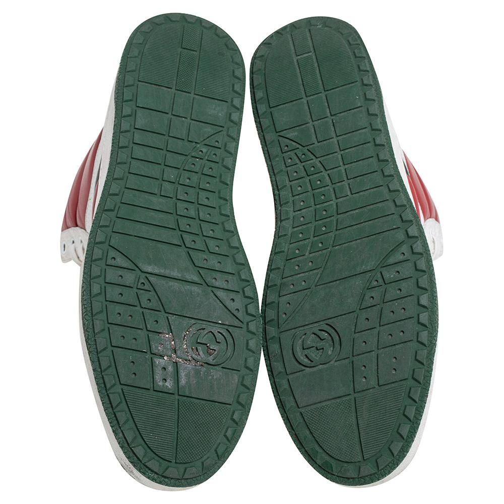 Gucci Tri Color Leather Web Lace High-Top Sneakers Size 41 In Good Condition In Dubai, Al Qouz 2