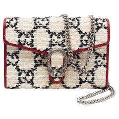 Used Gucci Tri Color Tweed and Leather Mini Dionysus Chain Bag