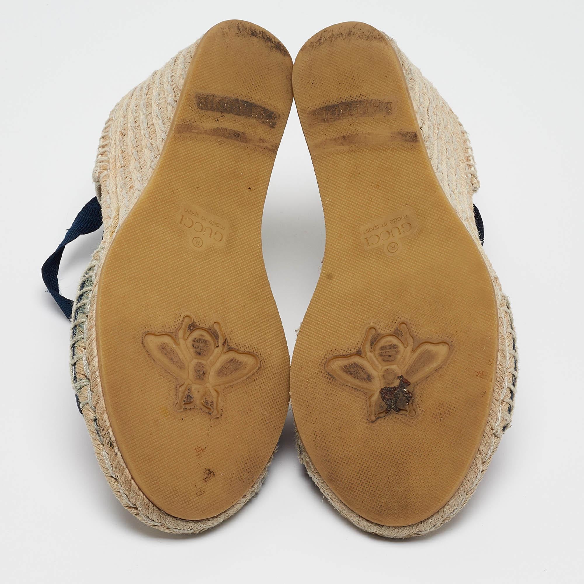 Gucci Tricolor Canvas Lilibeth Espadrille Sandals Size 37 1