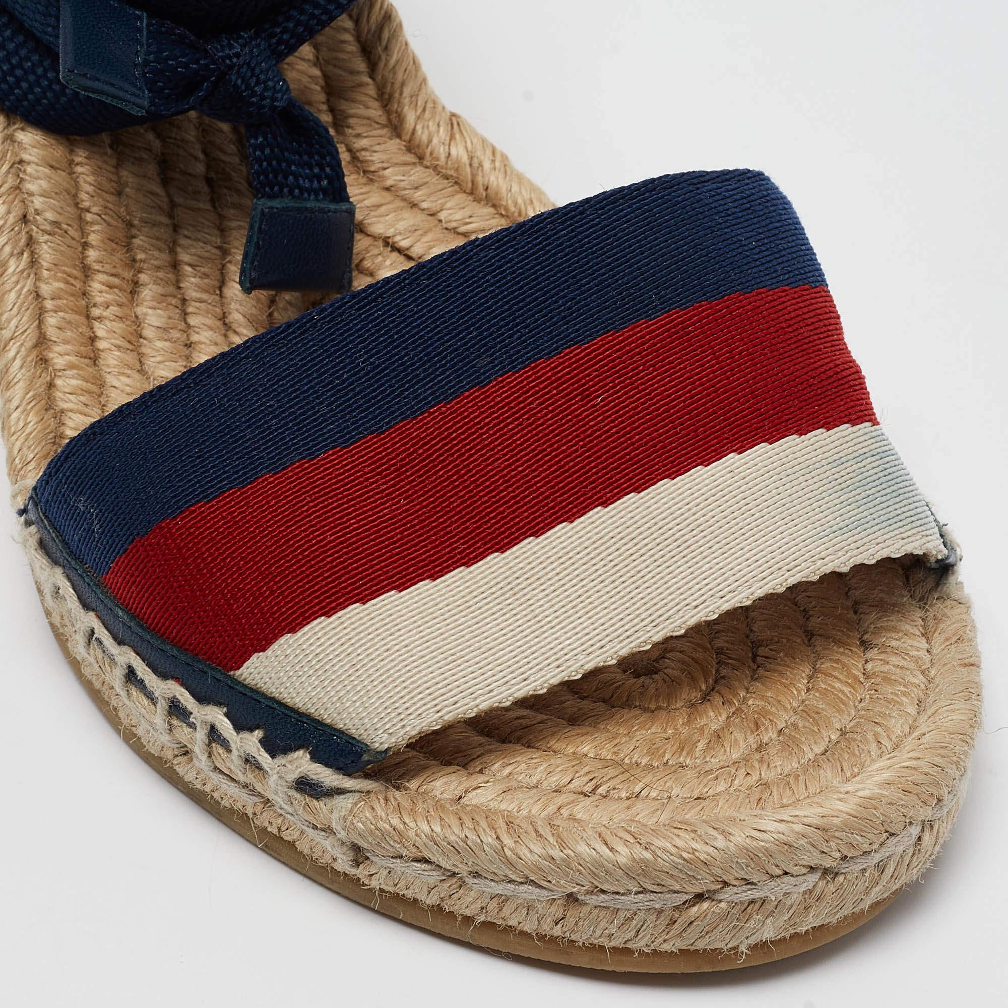 Gucci Tricolor Canvas Lilibeth Espadrille Sandals Size 37 2