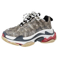 Gucci Tricolor Canvas Triple S Lace Up Sneakers Size 36