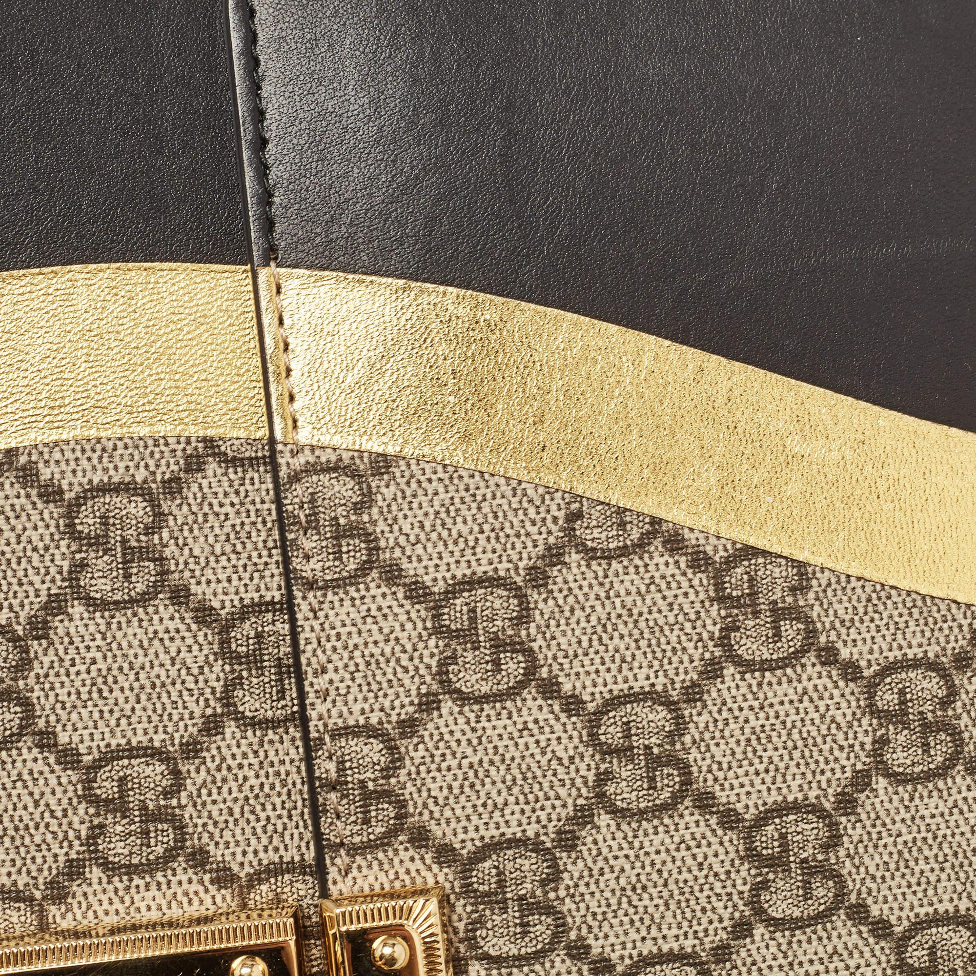 Gucci Tricolor GG Supreme Canvas and Leather Medium Padlock Shoulder Bag For Sale 5