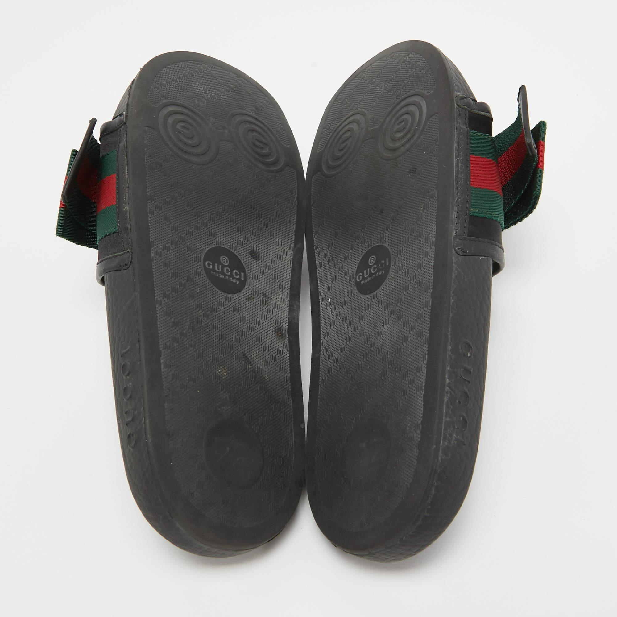 Gucci Tricolor Leather and Fabric Web Bow Pool Slides Size 37 1