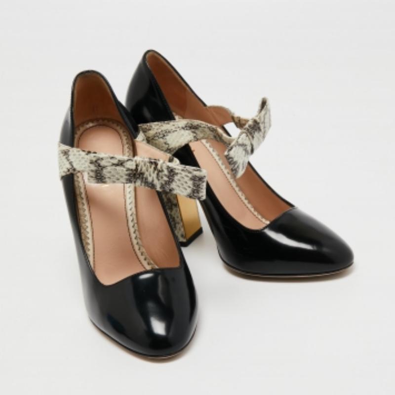 Escarpins Nimue en cuir tricolore et peau de serpent Gucci Taille 37 Bon état - En vente à Dubai, Al Qouz 2