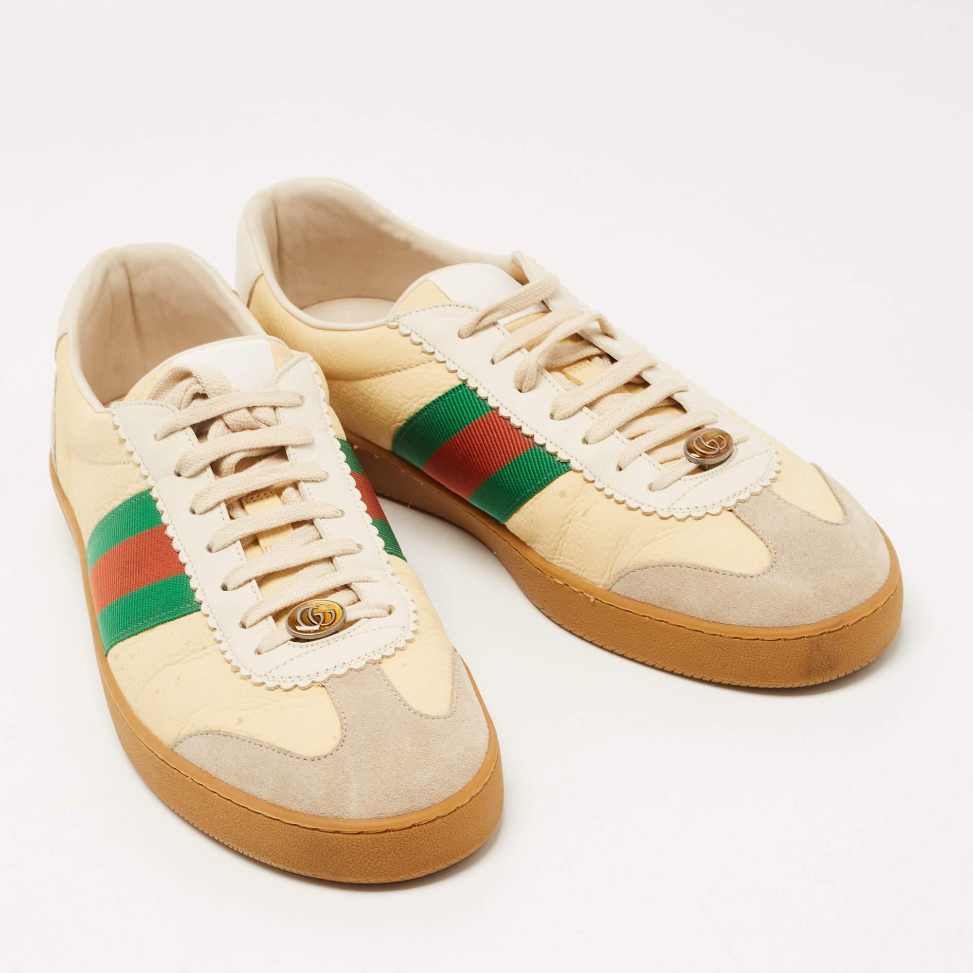 Women's Gucci Tricolor Leather and Suede G74 Sneakers Size 46