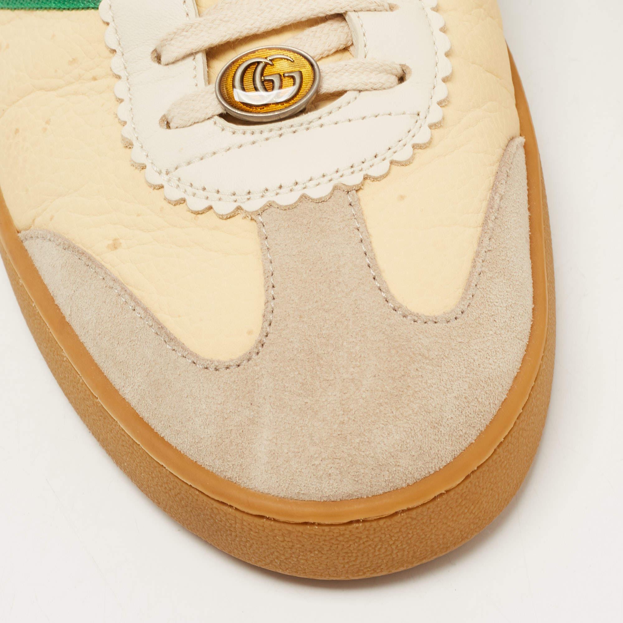 Gucci Tricolor Leather and Suede G74 Sneakers Size 46 2