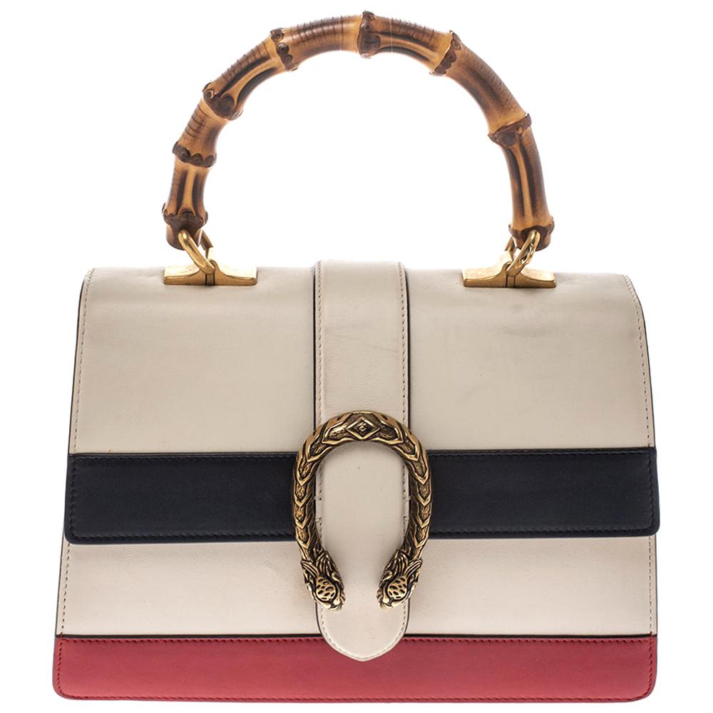 Gucci Tricolor Leather Medium Dionysus Bamboo Top Handle Bag