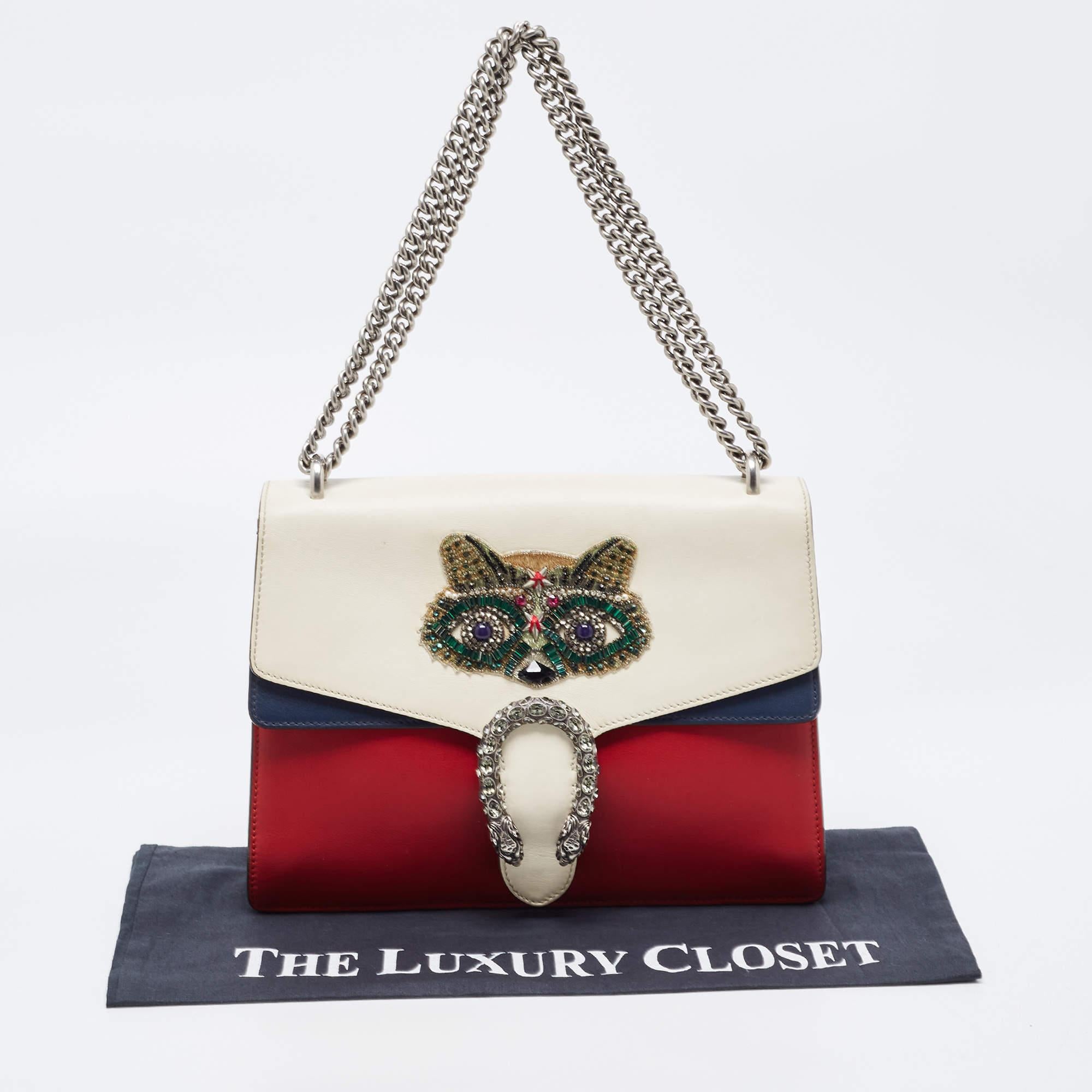 Gucci Tricolor Leather Medium Limited Edition Dionysus Crystals Shoulder Bag 15
