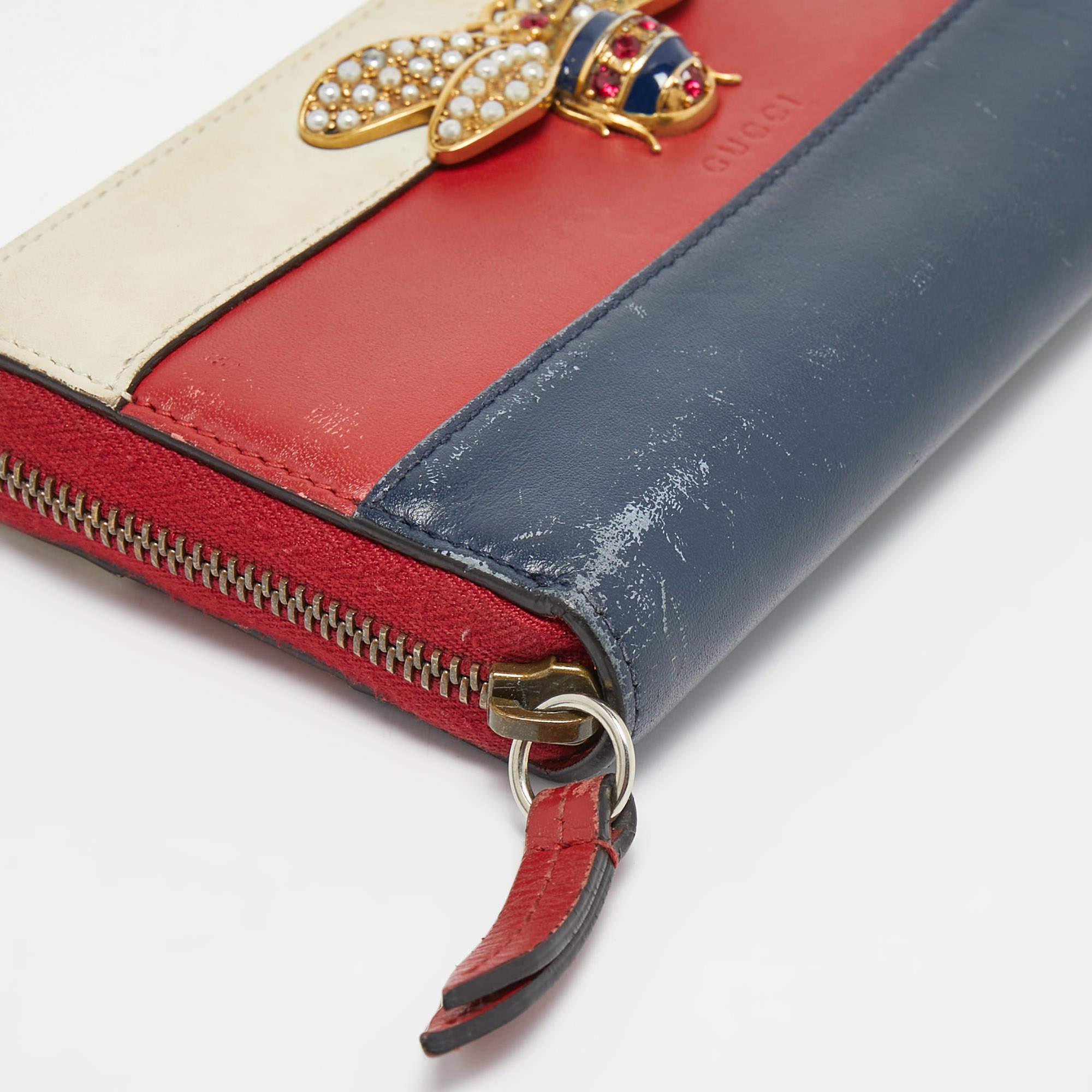 Gucci Tricolor Leather Queen Margaret Zip Around Wallet For Sale 3