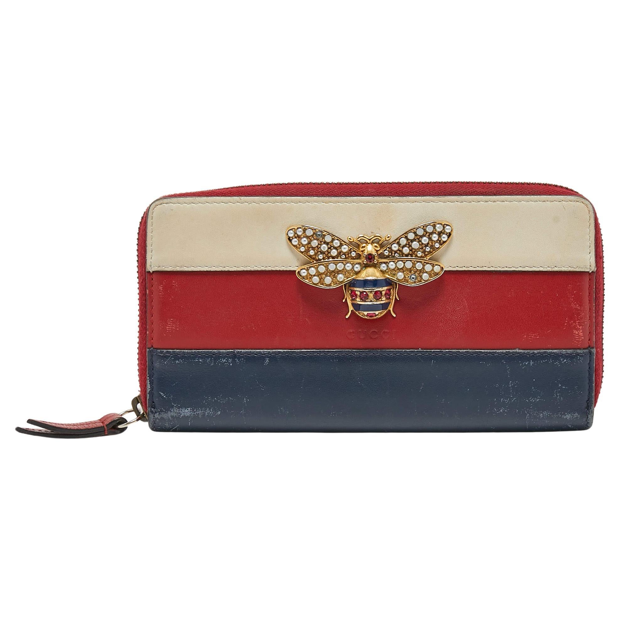 Gucci Tricolor Leather Queen Margaret Zip Around Wallet For Sale