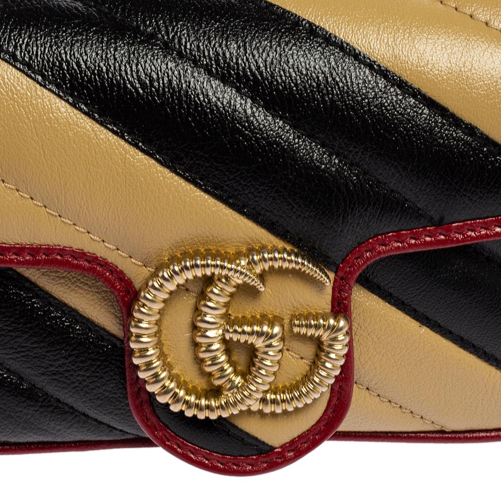 Gucci Tricolor Matelassé Leather Super Mini GG Marmont Torchon Crossbody Bag 5