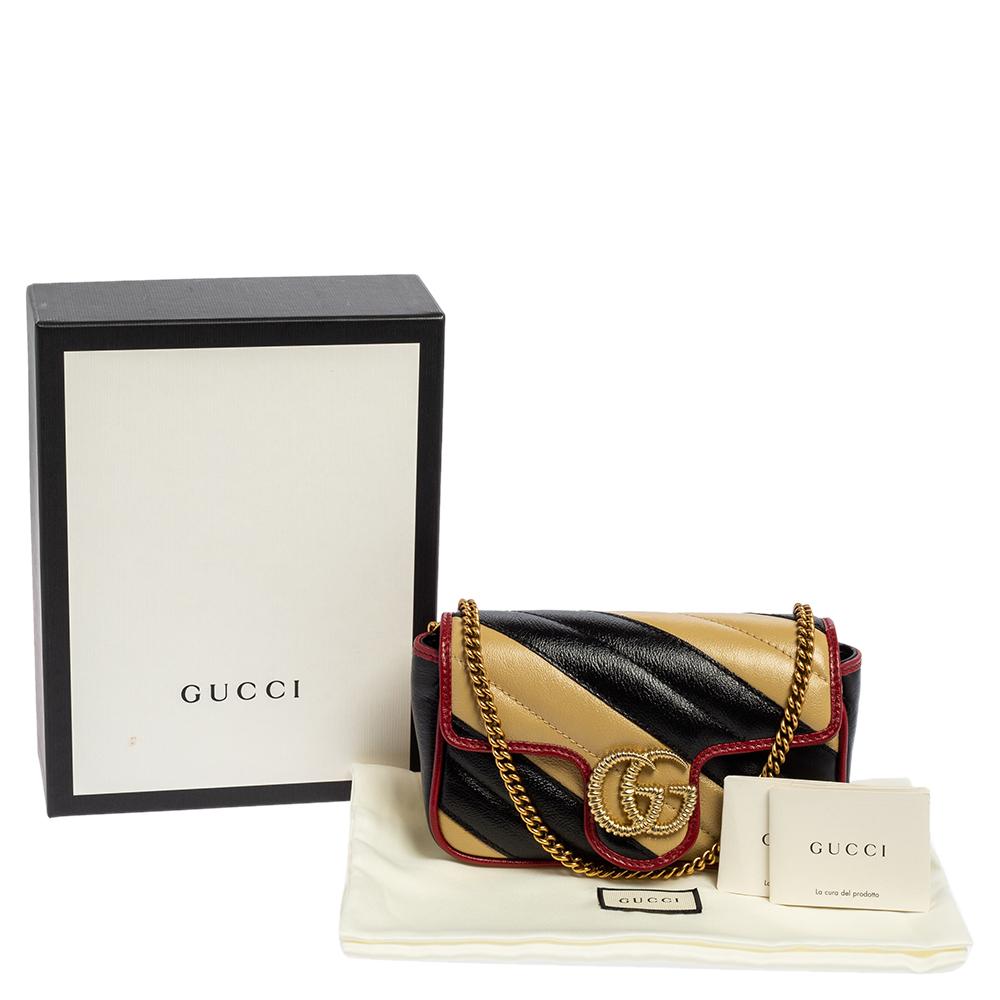 Gucci Tricolor Matelassé Leather Super Mini GG Marmont Torchon Crossbody Bag 6