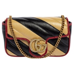 Gucci - Super mini sac à bandoulière GG Marmont en cuir matelassé tricolore avec étoile