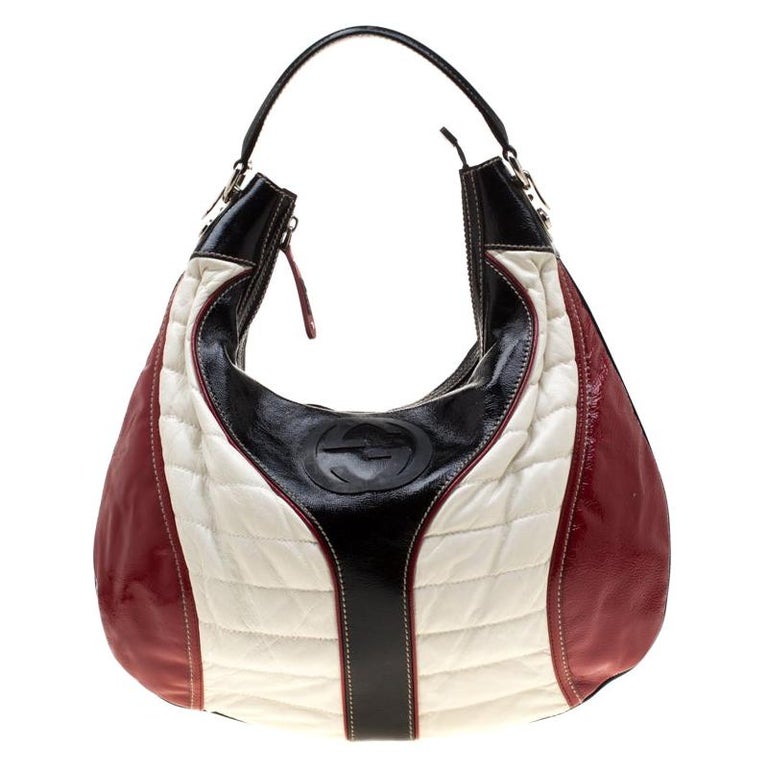 Gucci Tricolor Patent Leather Medium Snow Glam Hobo For Sale at 1stDibs